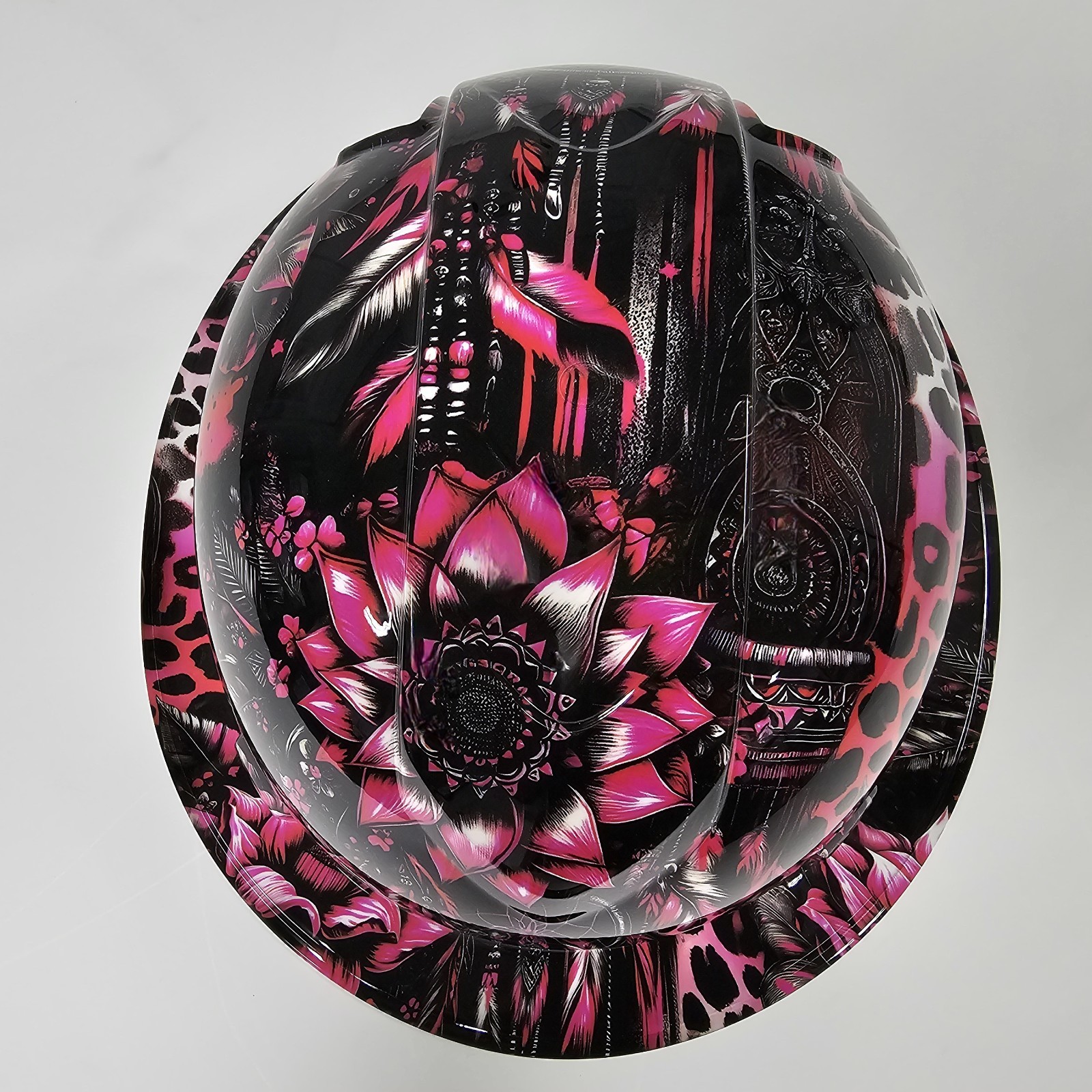 full brim hard hat custom hydro dipped IN PINK LEOPARD DREAMCATCHER HOT NEW LOOK