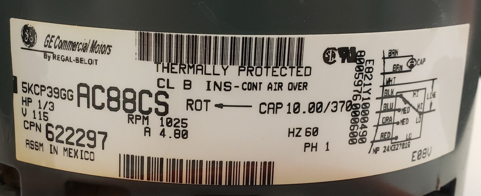 622297 5KCP39GGAC88CS 24X327019 HP 1/3 Blower Motor Nordyne furnace