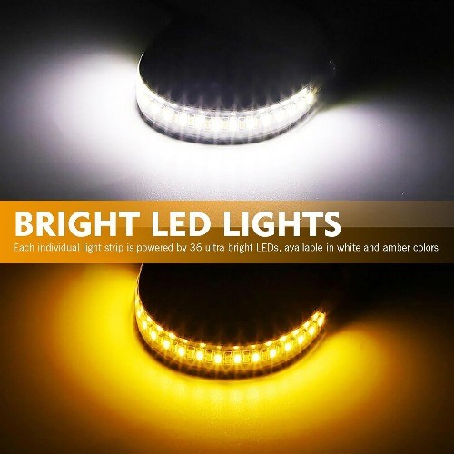 Dual-Color Switchback LED Turn Signal Light Strip Bar, Flexible Front Signals fo