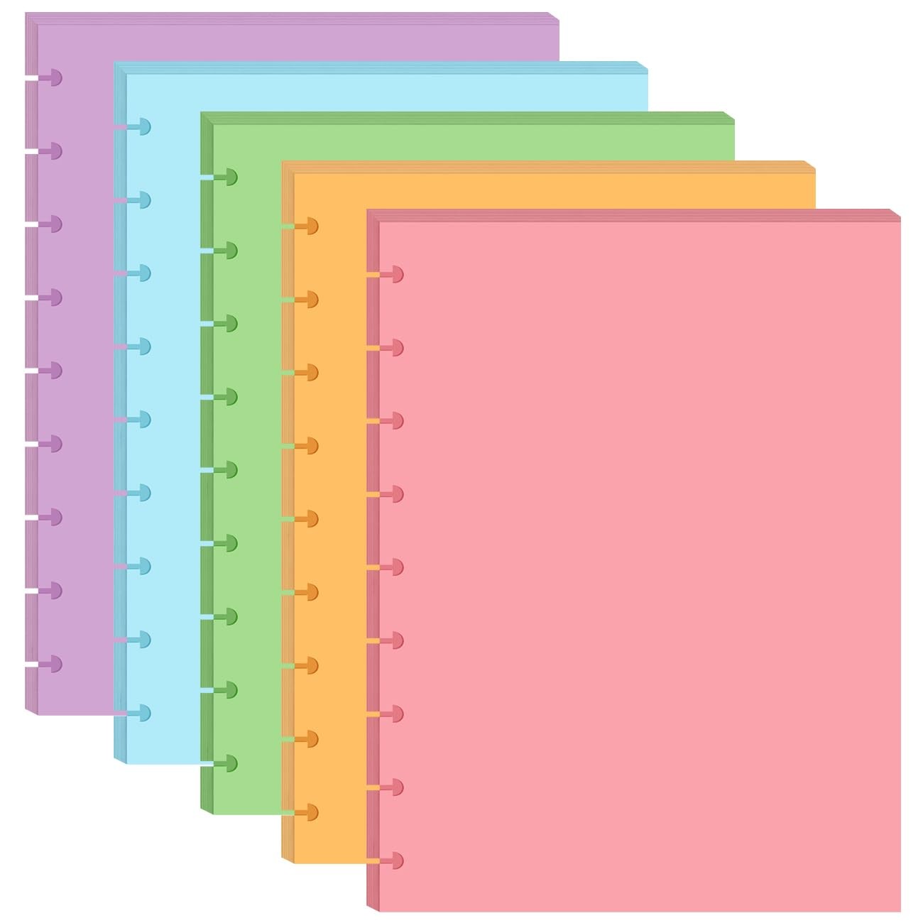 9-Disc Discbound 5 Colorful Blank Paper Pre-punched 100 Sheets,