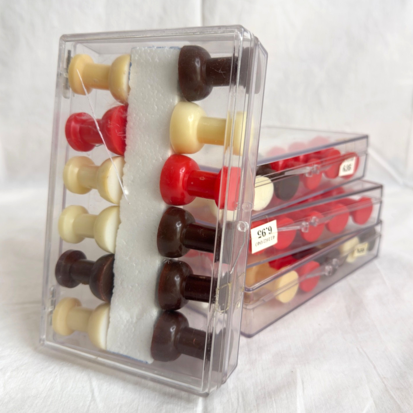 MCM Pop-Art LARGE 2″ PUSH-PINS Red BROWN White HONG KONG Retro OFFICE Supplies