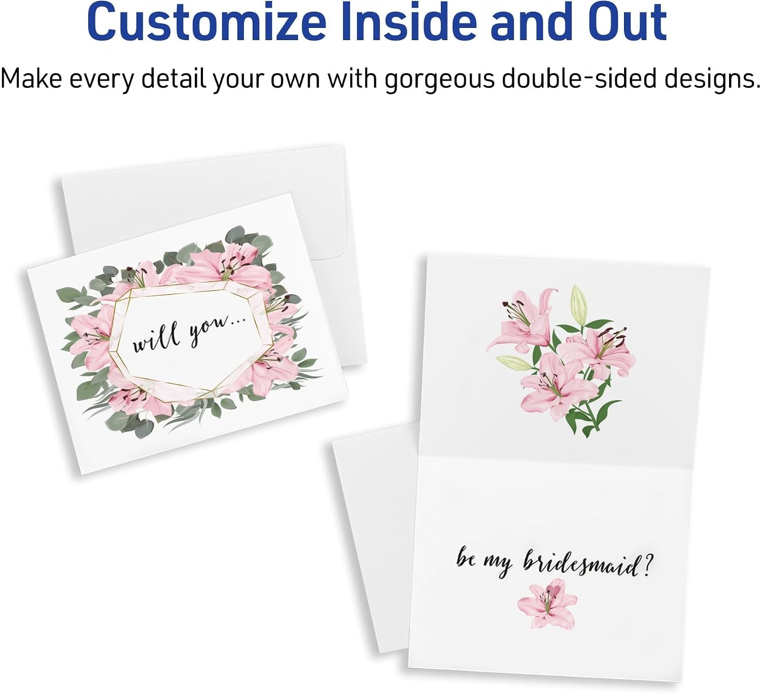 Avery Printable 60 Note Cards+Envelopes 4.25″ x 5.5″ Matte White, Inkjet 8315