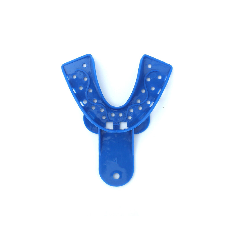 2PCS Dental Impression Trays Blue Plastic Perforated Set Upper / Lower S/M/L/XL