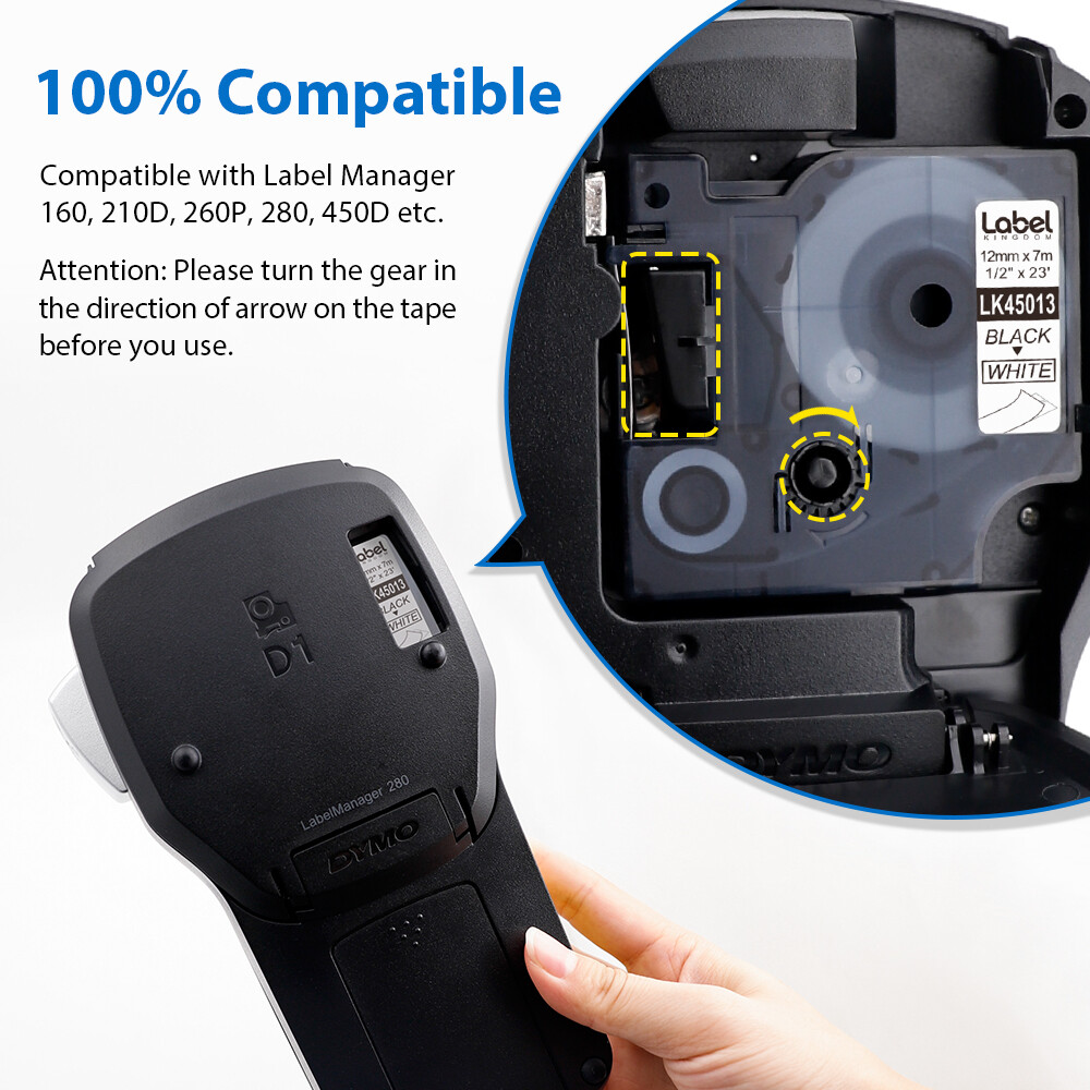 10-Pk/Pack D1 Label Tape 45013 S0720530 for DYMO 12mm LabelManager 160 280 420P