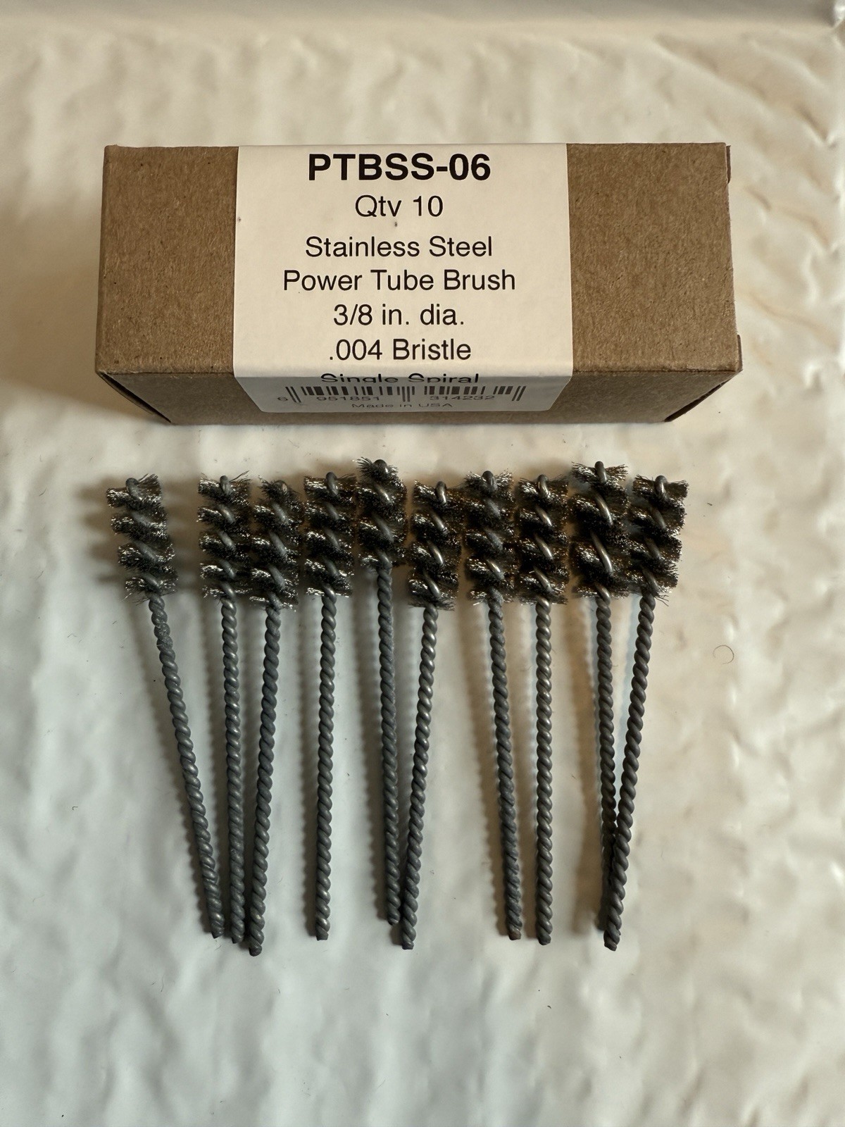 SCSTool PTBSS-06 3/8″ Stainless Steel Power Tube Wire Brush Made in USA, 10 PACK