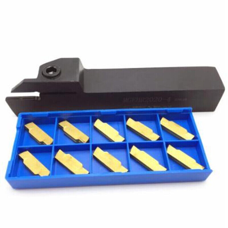 20mm Lathe Cut-Off Grooving Parting Tool Holder+ 10* MGMN400-M Insert Blades 4mm