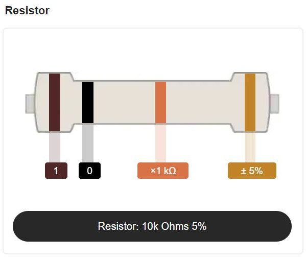 10 Pack – 10K Ohm Resistors 5% Tolerance 1/4W