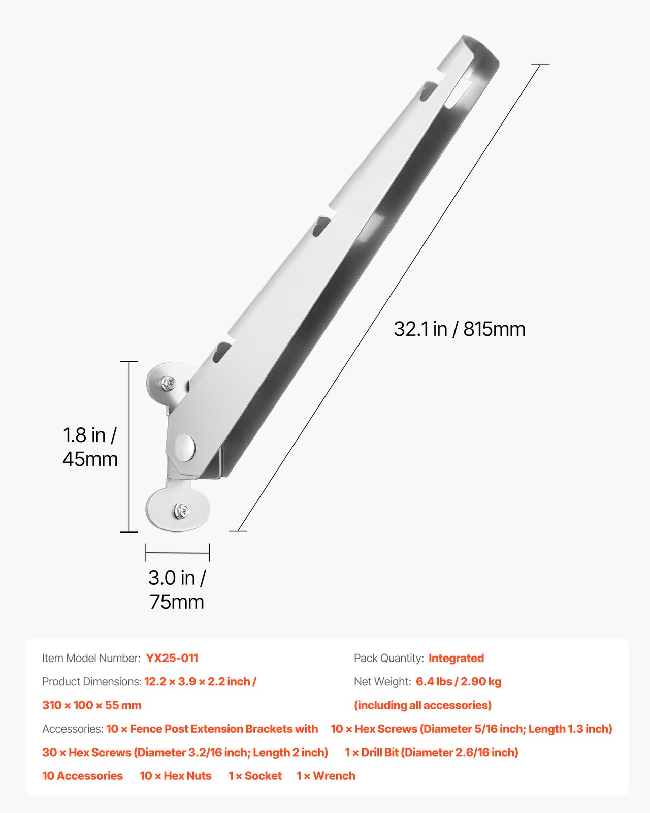 Barbed Wire Arm 10Pack 12.2 in Galvanized Steel Fence Extender Surface Mounted