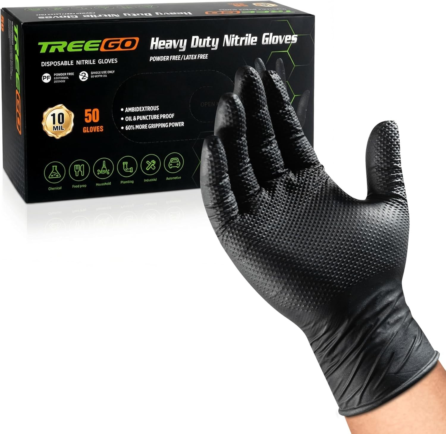 TREEGO 10 Mil Nitrile Gloves Large Disposable Heavy Duty