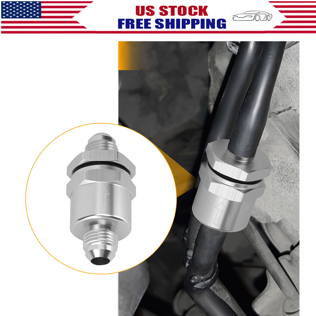 Sliver Aluminium -6 AN to AN6 Flare Inline Check Valve -Sliver