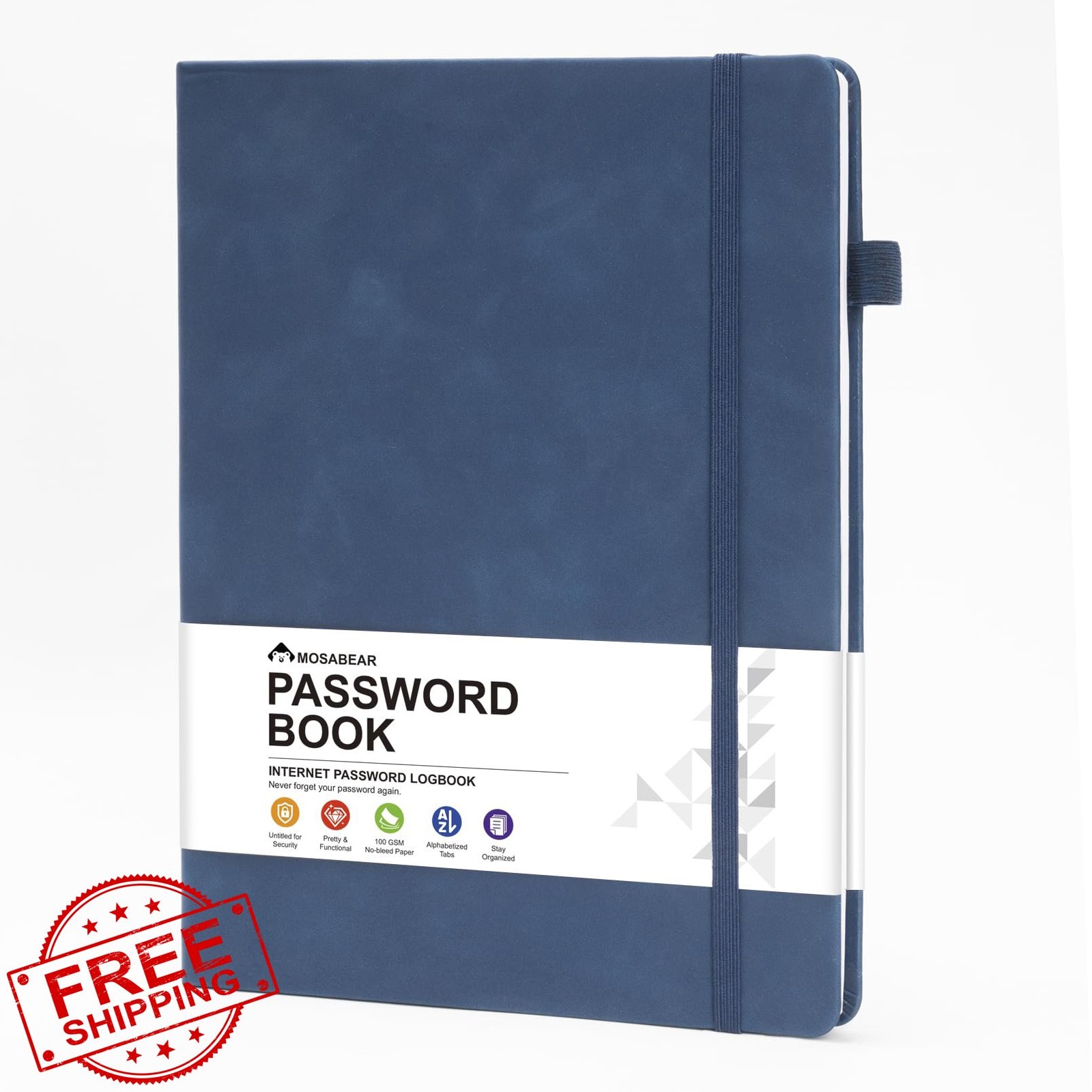 MOSA BEAR Large Dark Blue Password Book