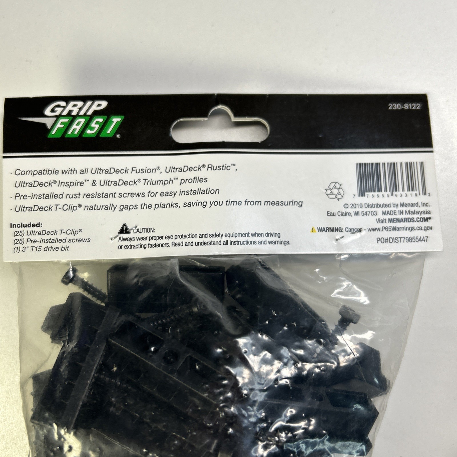 New 2-pack (25 per bag) Grip Fast Decking Clips Hidden Fastener System 230-8122