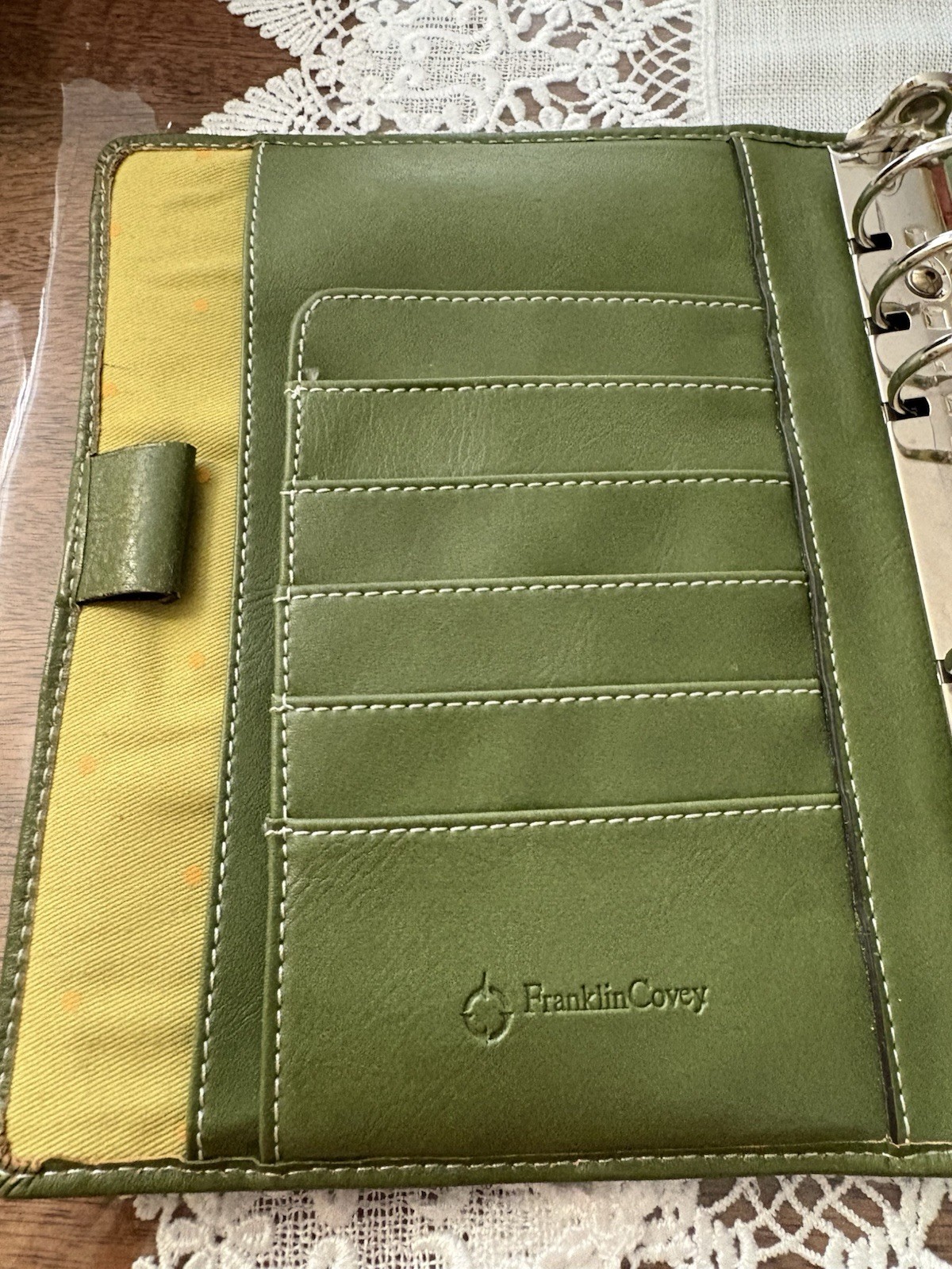 Franklin covey Compact Vintage Charlotte Full Grain Leather Olive/Green Color