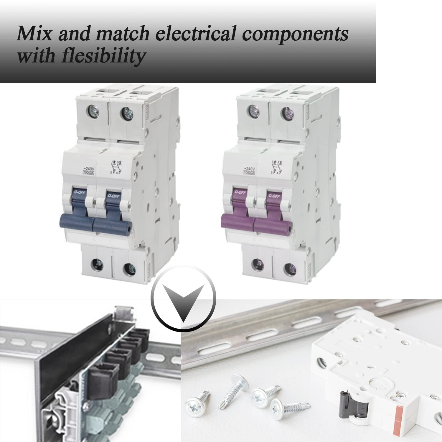 2 Piece DIN Rail Slotted for Hardware Components Mounting, Aluminum Din Rails