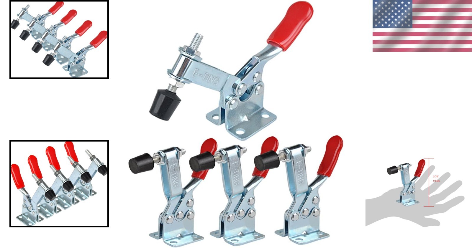 4pc Quick Release Toggle Clamp | 198Lbs Capacity with Corrosion-Resistant Grip