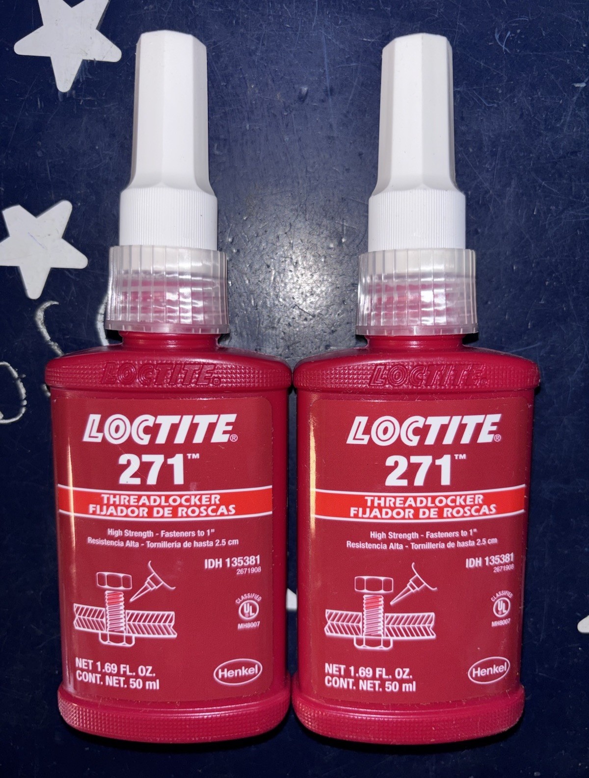 (2) Loctite 271 High Strength Threadlocker 50mL 27131 02/2025 TWO BOTTLES