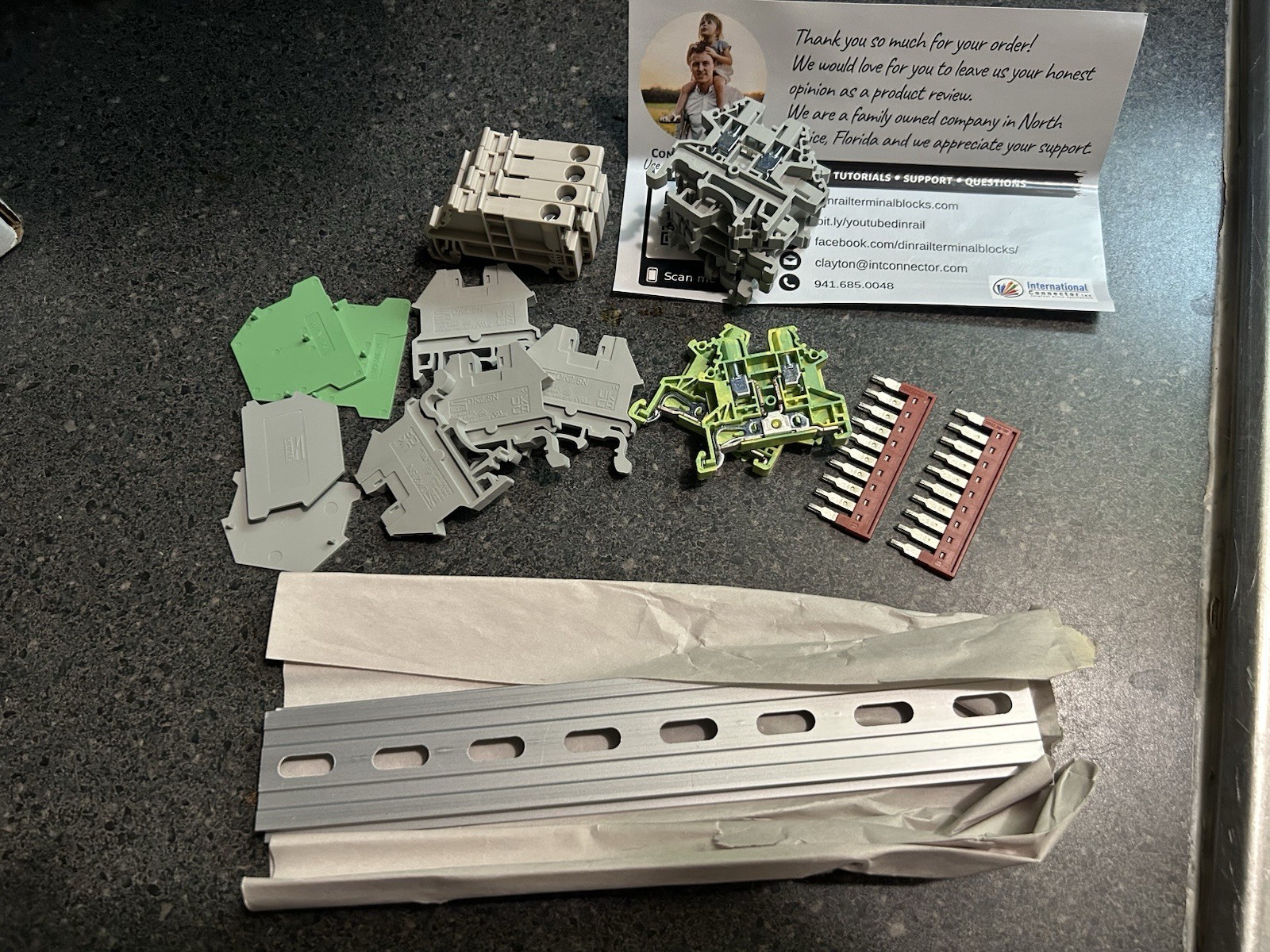 Dinkle Intnatnl Connector DIN Rail Block Kit – Stopper Jumper Grounding Assorted
