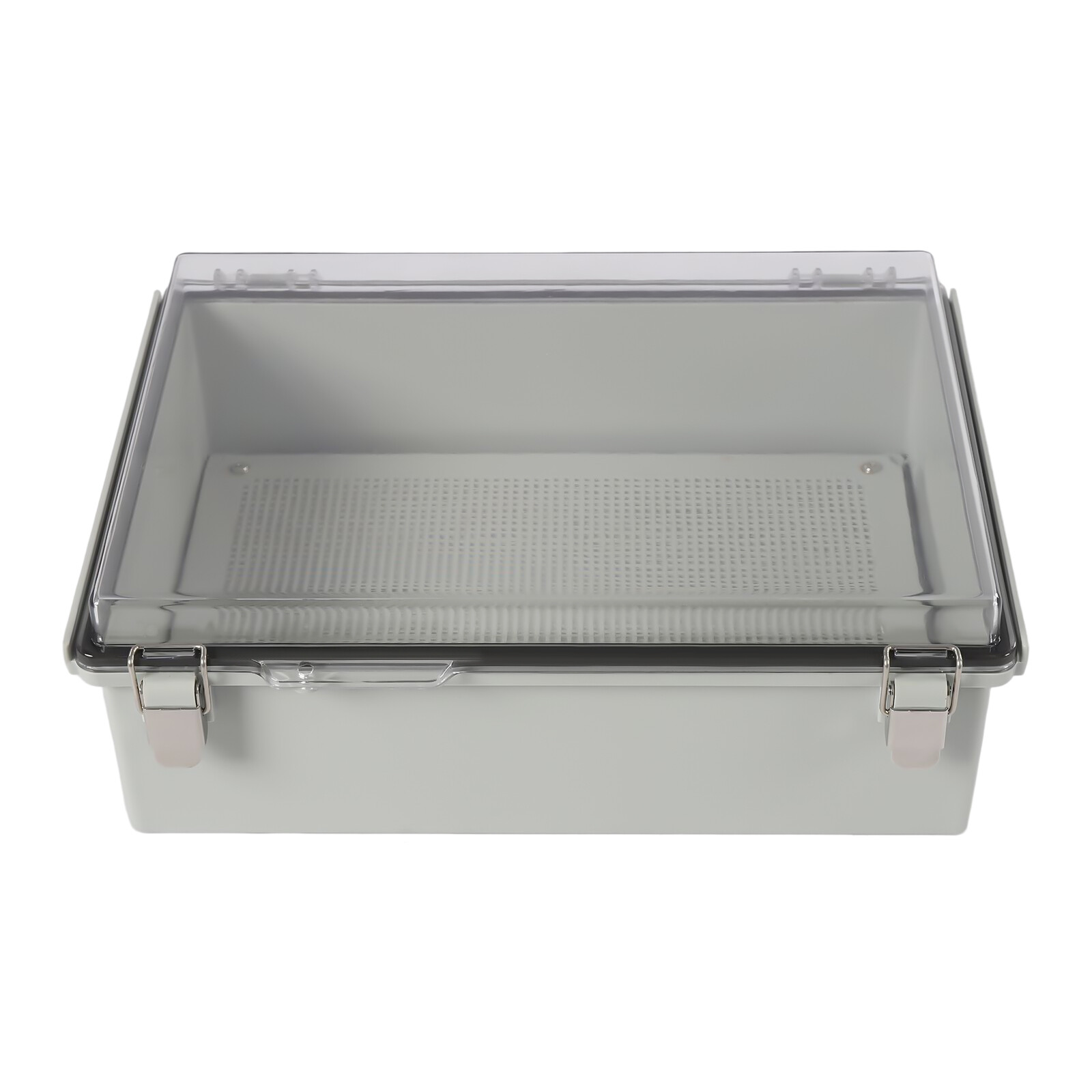 Wall Mount Hinged Cover Junction Box with Stainless Steel Latch and Clear Lid