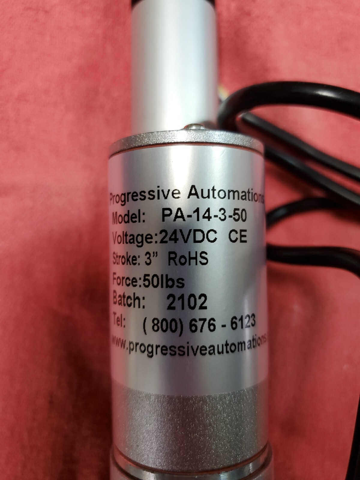 Progressive Automations Model PA-14-3-50 24VDC 3″Stroke 50lbs Force