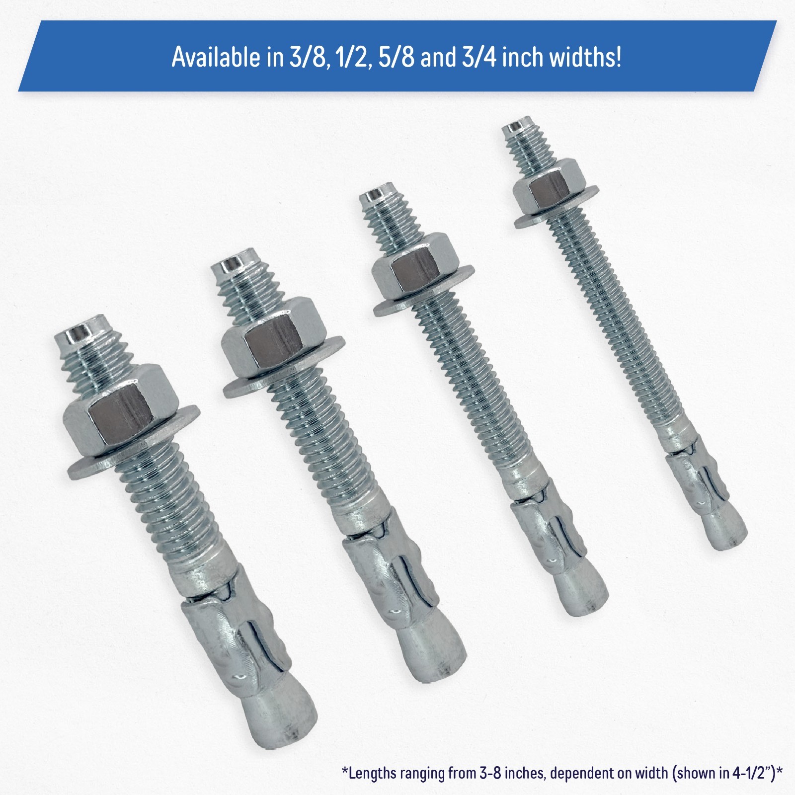 5/8″ x 4-1/2″ Wedge Anchor Bolt Fastener for Concrete Cement – Zinc-Plated (10)