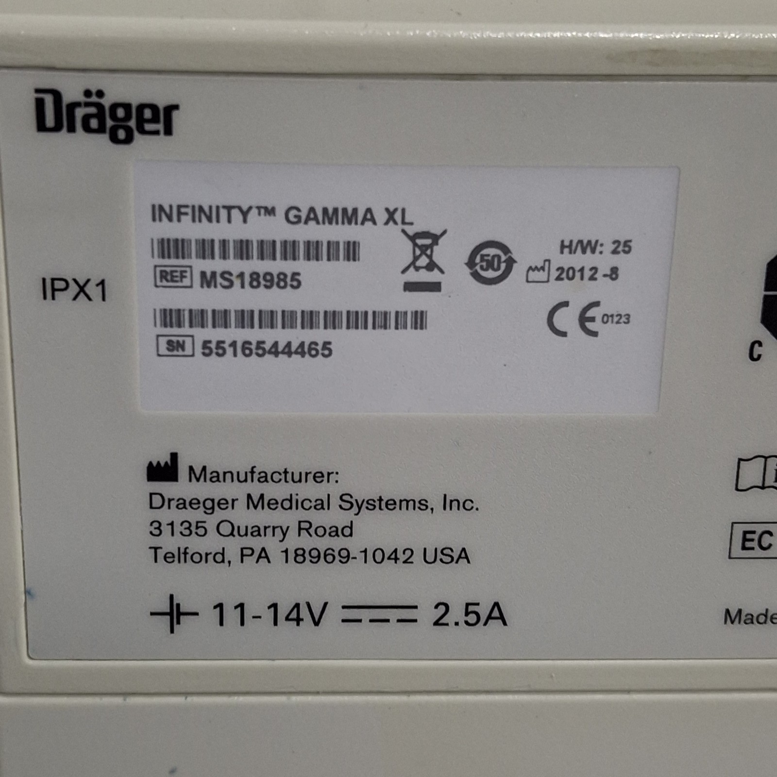 Draeger Medical Infinity Gamma XL Patient Monitor