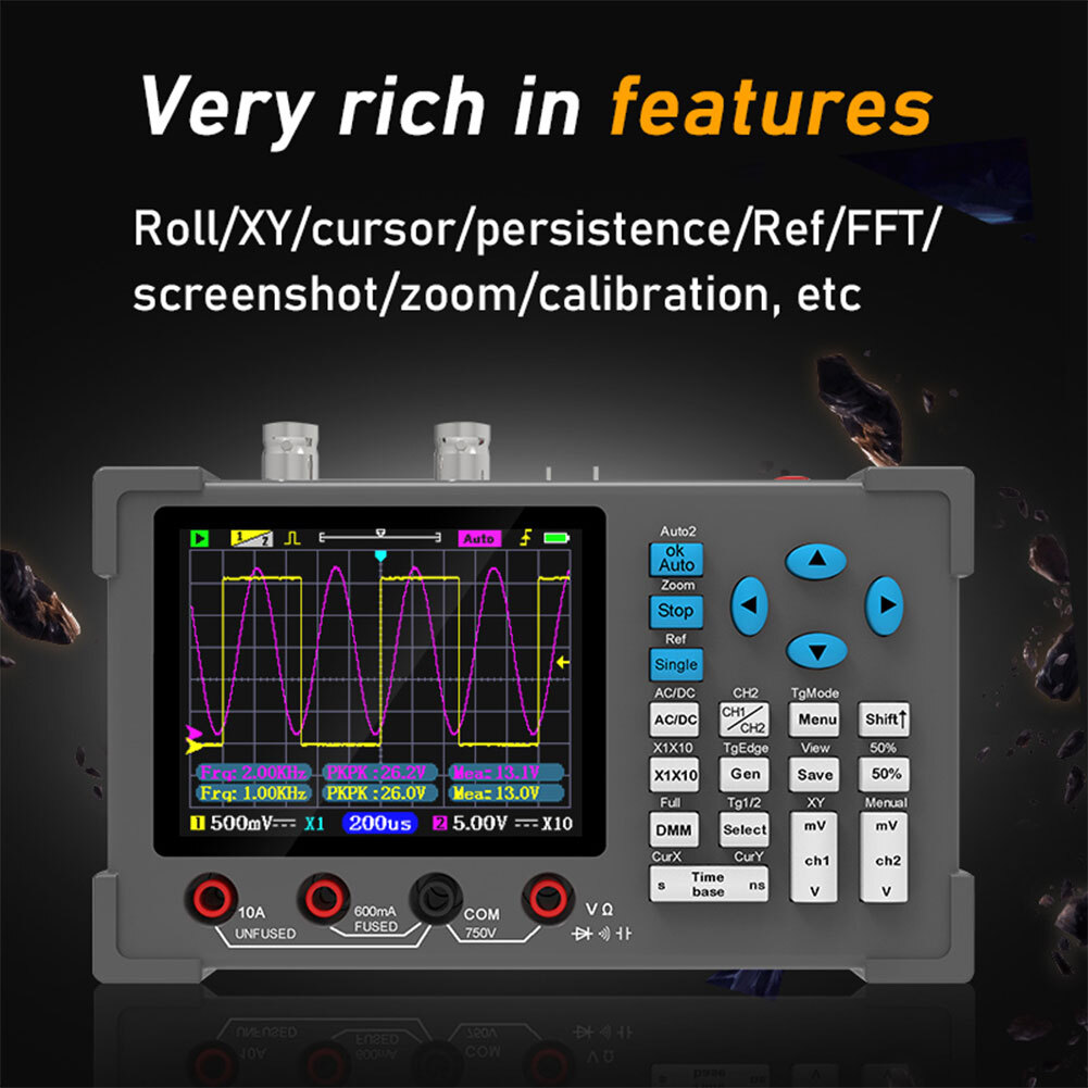 DSO3D12 3 in 1 Handheld Digital Oscilloscopes IPS Display Dual Channels Useful