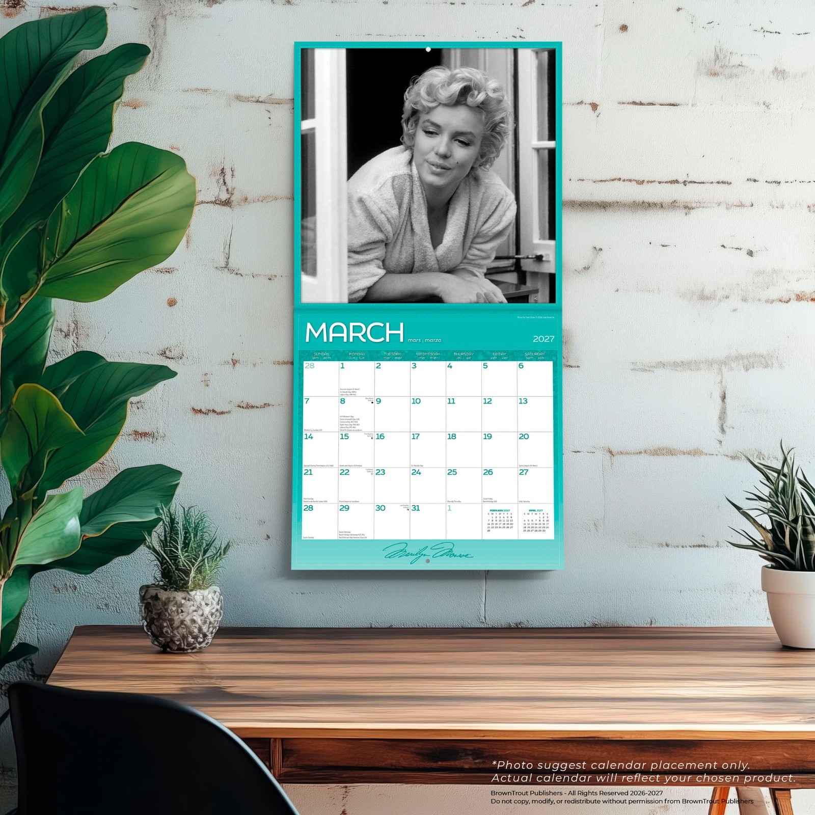 Marilyn Monroe OFFICIAL 2027 12×24″ (Hanging) Wall Calendar | Foil Stamped Cover