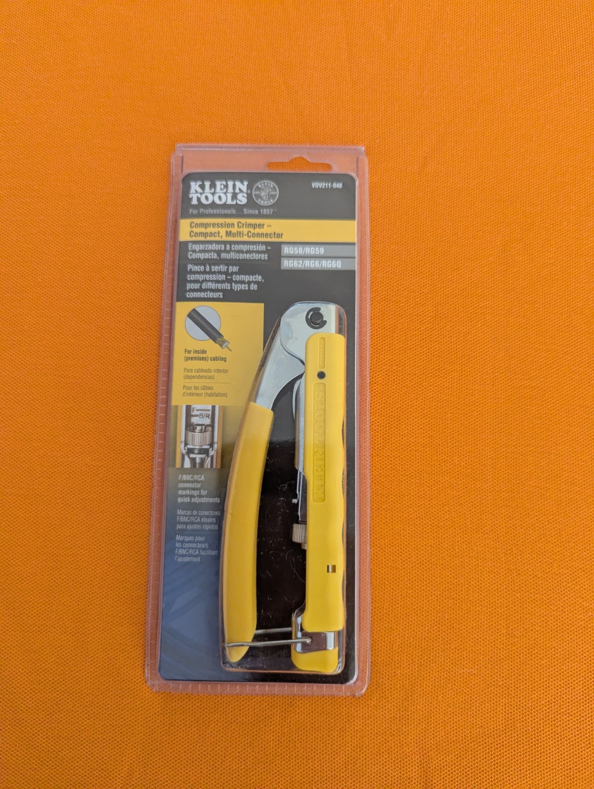 Klein Tools Compression Crimper Wire & Coaxial Yellow VDV211-048 | 0802