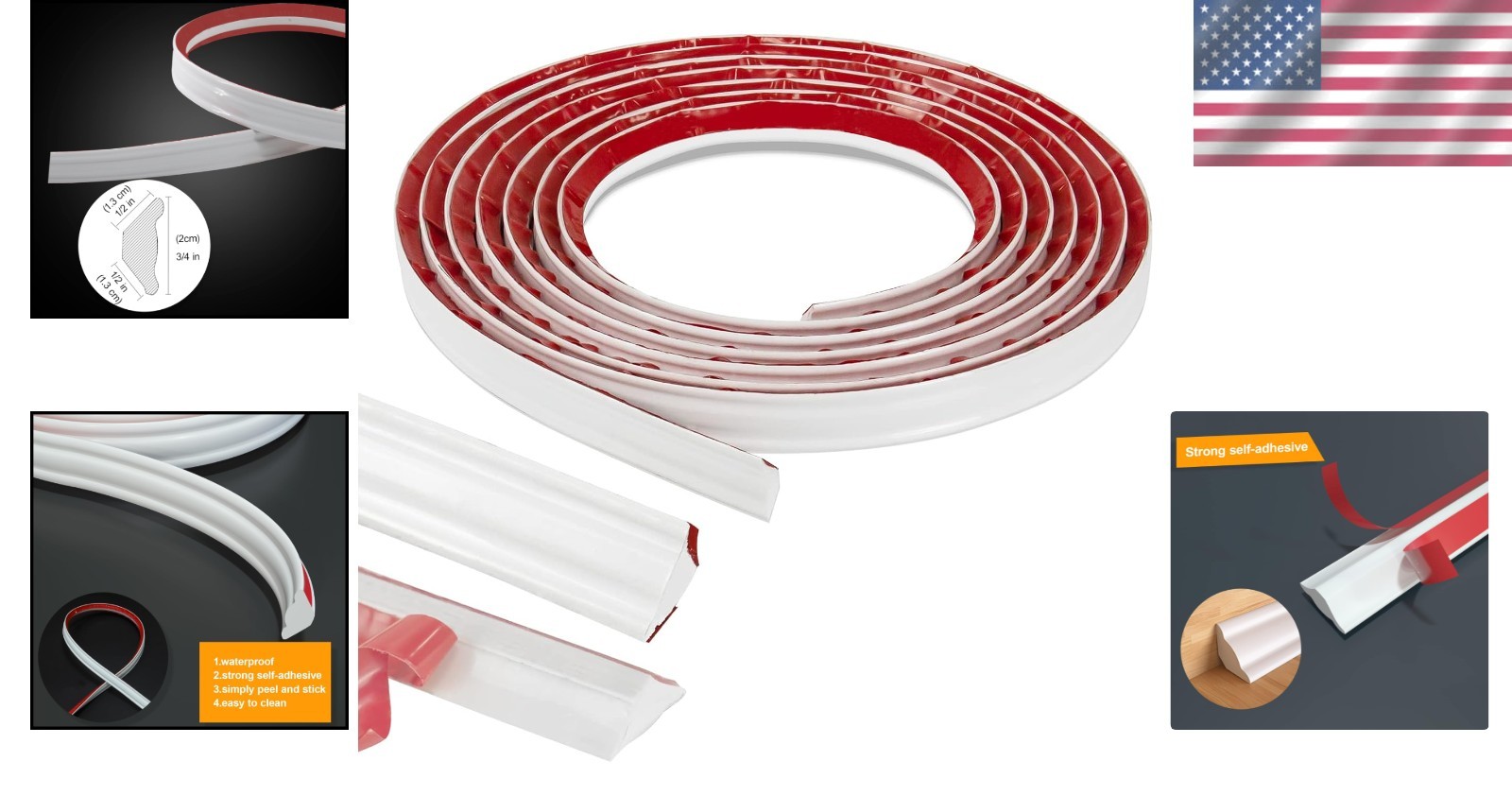 Durable Peel and Stick Trim Strip for Molding – 3/4″ x 16 Ft, Ideal for Any Room