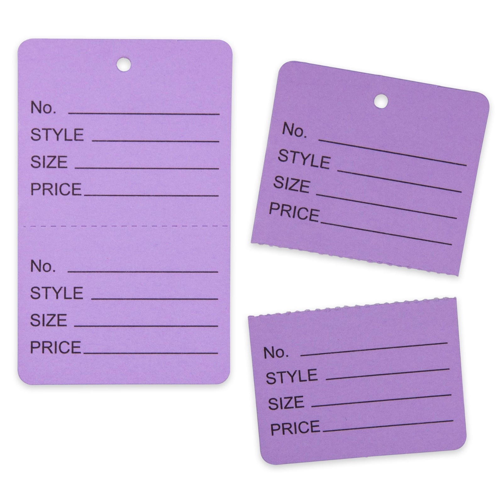 1000 Qty Unstrung Colored Large Price Tags w/Perforated Stub