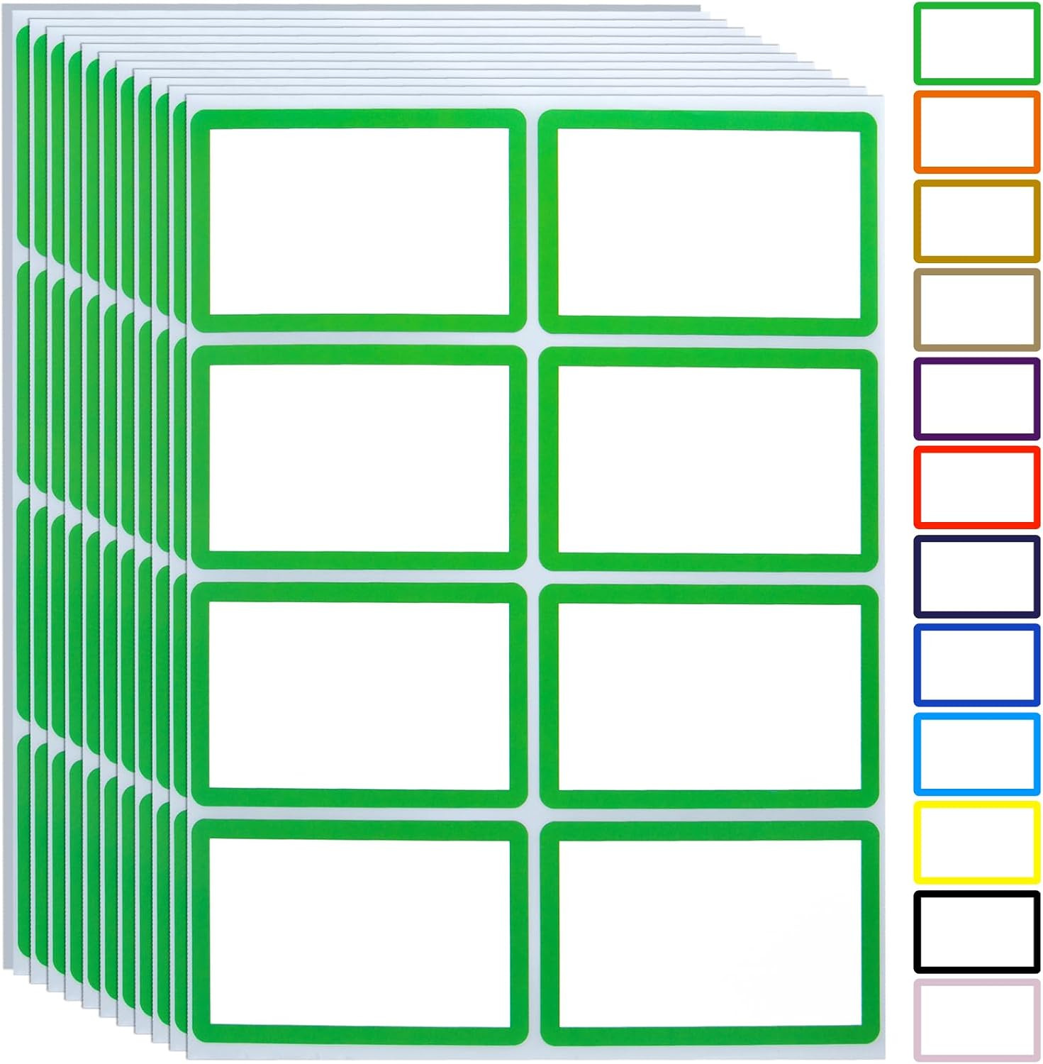 Name Tag Stickers,15 Colors Available,200Pcs Dark Green Name Tag Labels,3.5″ X 2