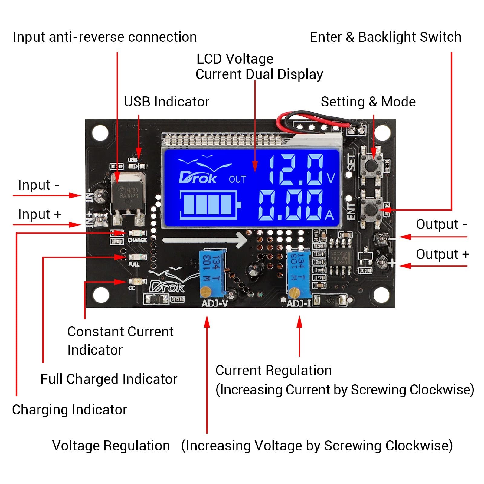 Voltage Boost Converter, DC 6-30V 5V Step Up to DC 7-32V 12V 24V 5A Adjustabl…