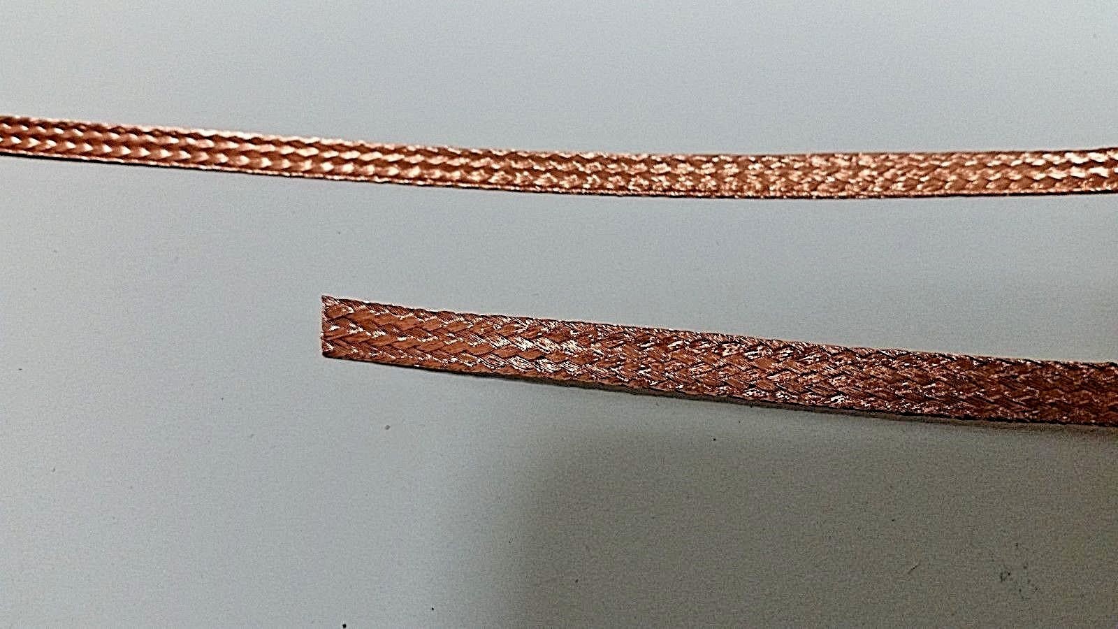 15 Ft’ Flat Braided BARE PURE Copper Wire 1/4″ Wide Ground Strap USA