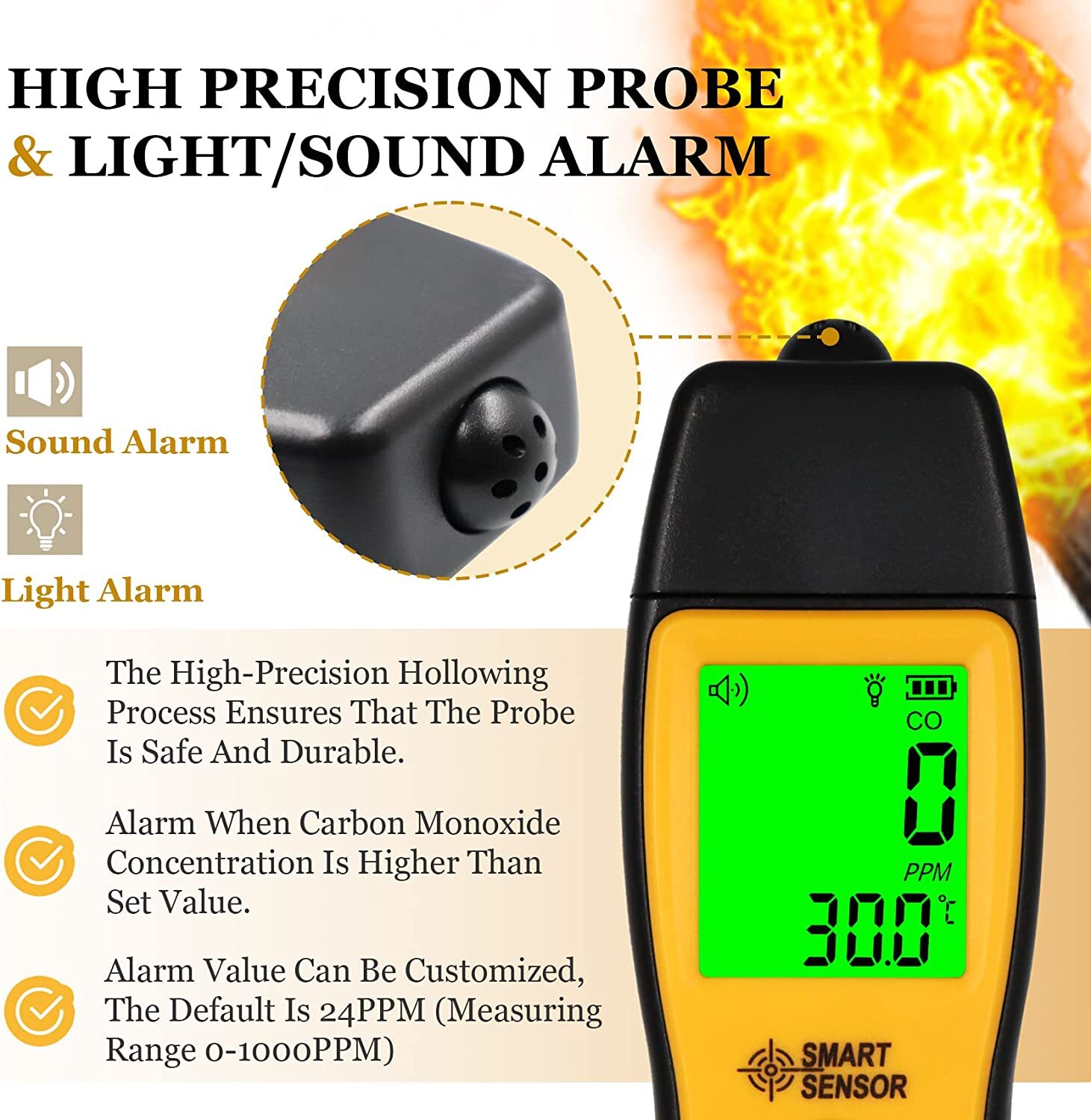 Handheld Carbon Monoxide Meter,CO Detector,Portable CO Gas Leak Detector Meter