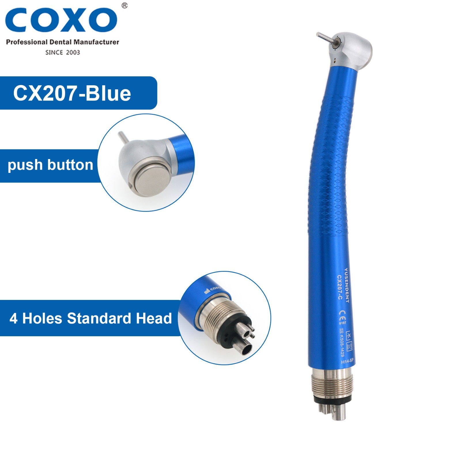 US COXO CX207-C High Speed Air Turbine Handpiece 4 Hole Colorful Anti-retraction
