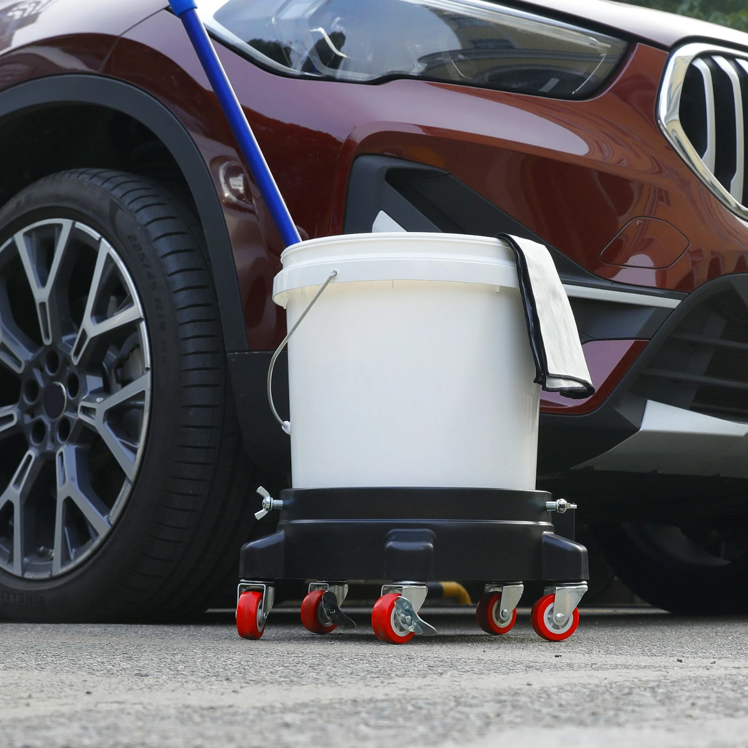 Auto Drive 12in Bucket Dolly with 5 Locking Casters Fits 3.5 to 7 Gallon Buckets