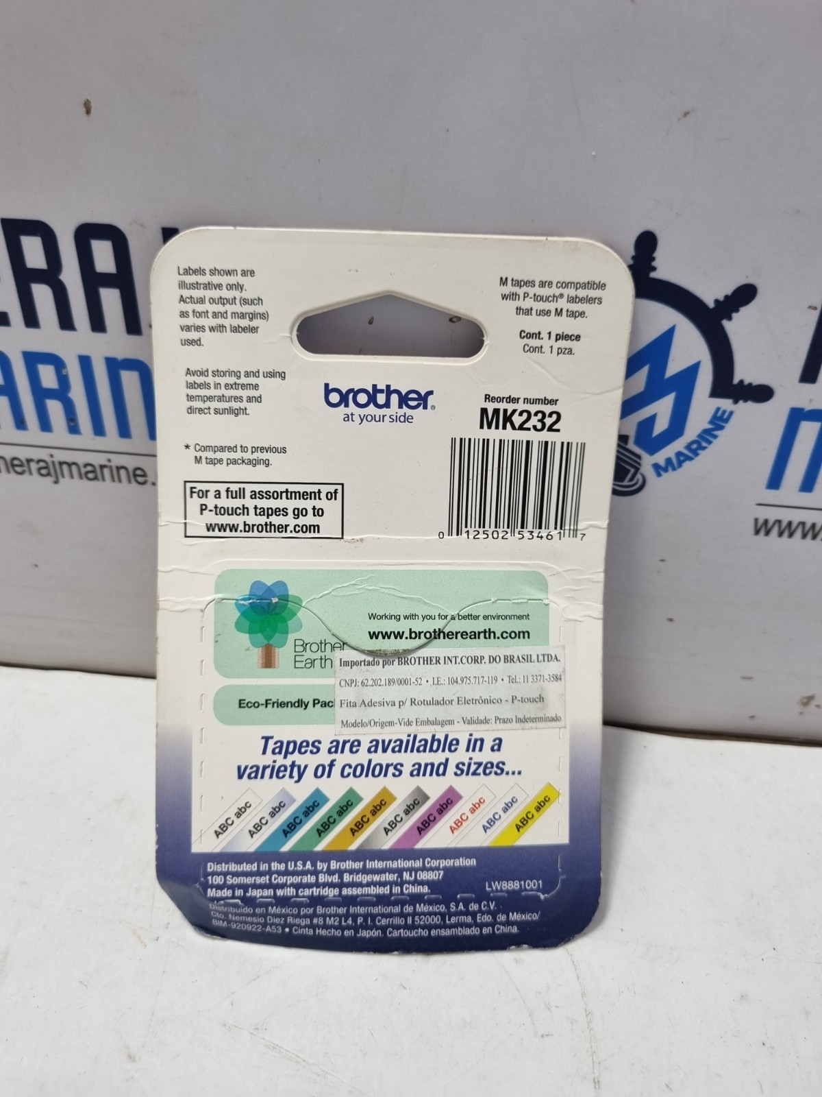 Brother MK-232 Red On White Print Tape 1/2″ 0.47 inx26.2ft (12mmx8m) LOT 3 PCS