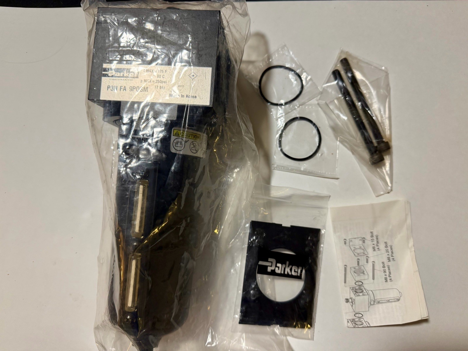 Parker P3NFA9PQSM Coalescing Air Filter 1-1/2” NPT Metal Bowl 1 Micron New