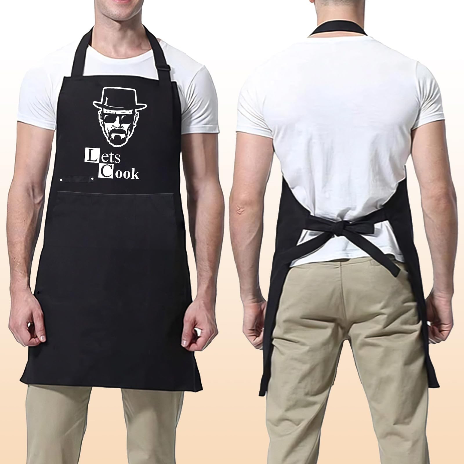 Funny Aprons for Men – Adjustable Grilling BBQ Chef Kitchen Cooking Apron wit…