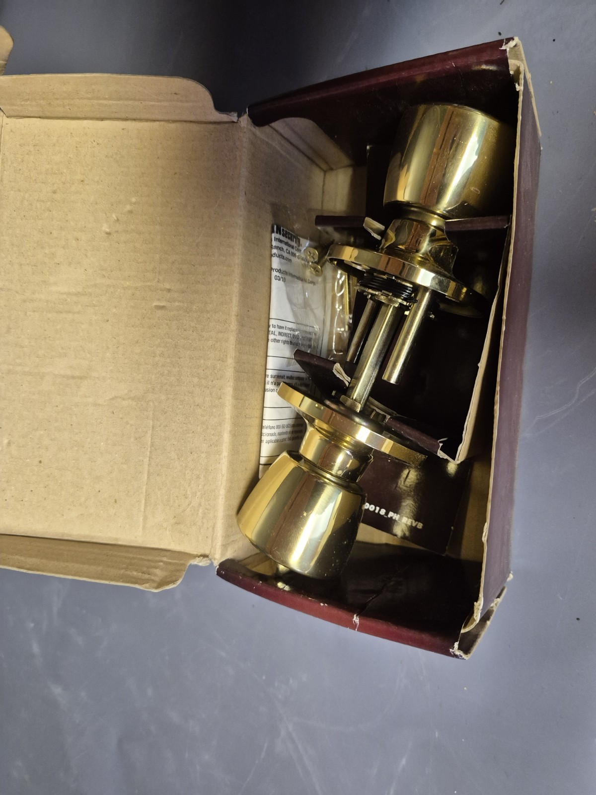 Mountain Security Interior Locking Polished Brass Tulip Door Knob 3130-105 NIB