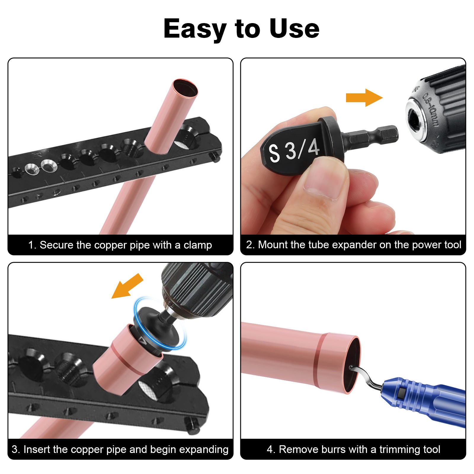 13x Copper Tube Expander & Deburring Scraper Tool HVAC Pipe Flaring Swage Drill