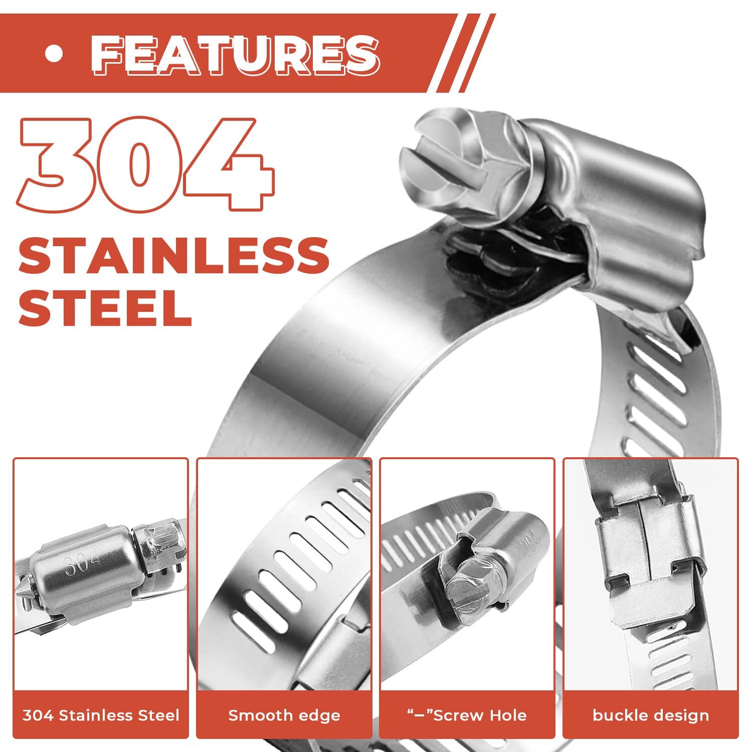 24 Pack 1/2” 15/16” Worm Gear Hose Clamps Adjustable Range 1323mm 304 Stainles