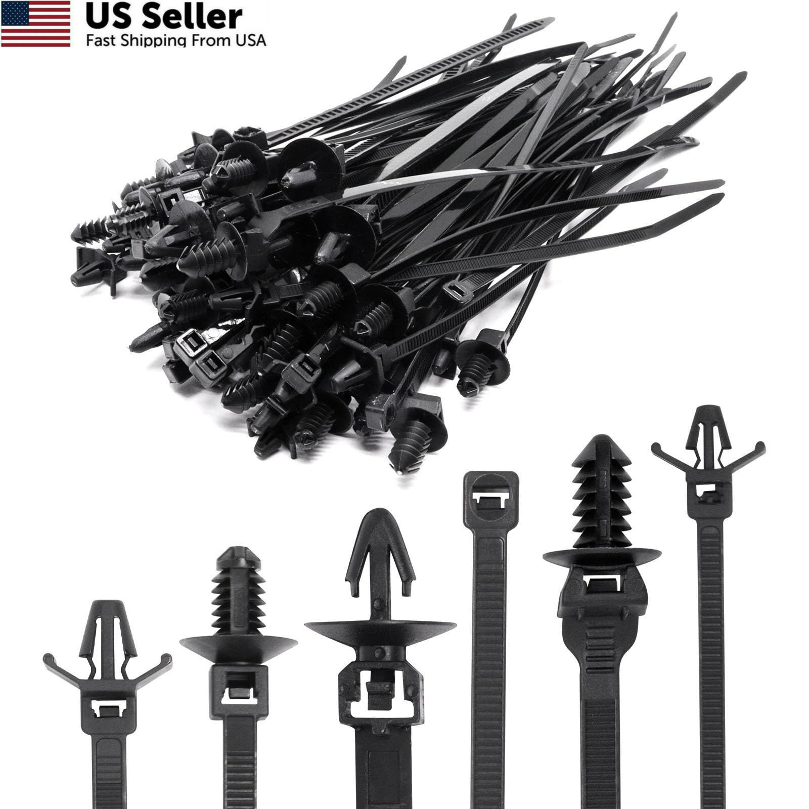 YuGtcen 60pcs Zip Ties Assorted Sizes, 6 Popular Size Push 60pcs, Black