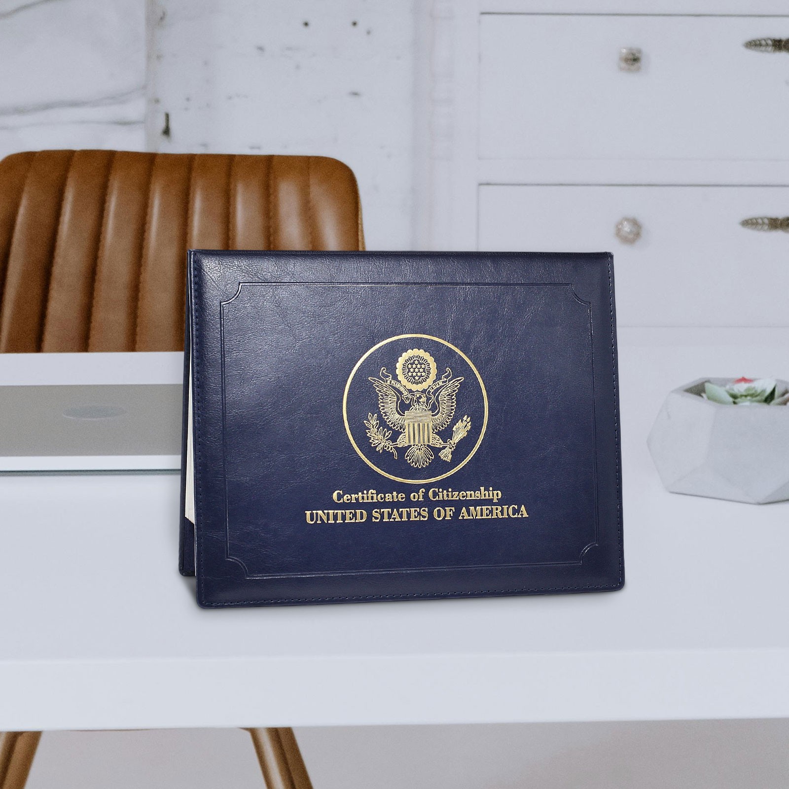 US Citizenship Certificate Holder Naturalization Padded Leatherette Cover
