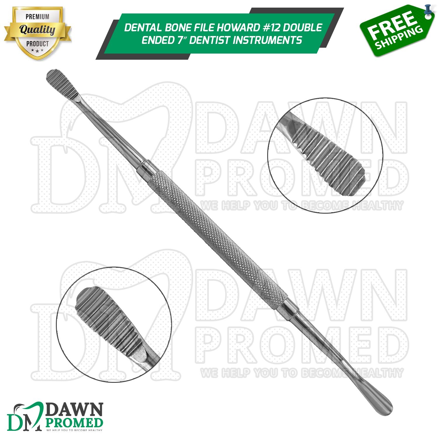 Dental Bone File Howard #12 Double Ended 7″ Surgical Dentist Instrument German G
