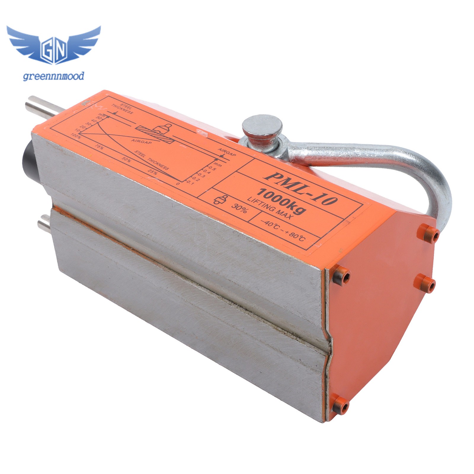 Magnetic Lifter Lifting Magnet Hoist 2200 lbs/1000 kg 2 Safety Factor Orange