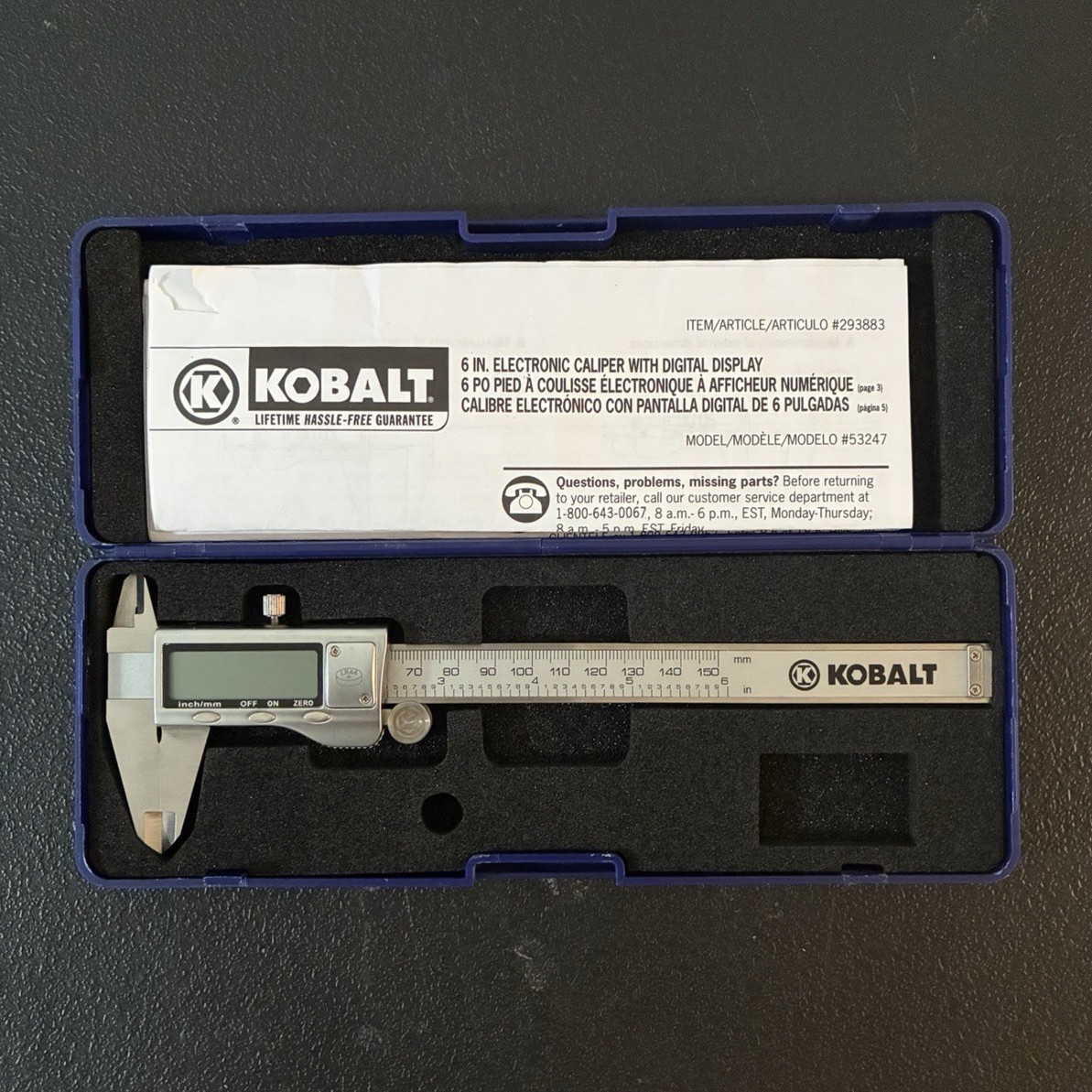 Kobalt 6 in Digital Caliper 0.0005 in Resolution Electronic Display MPN 53247