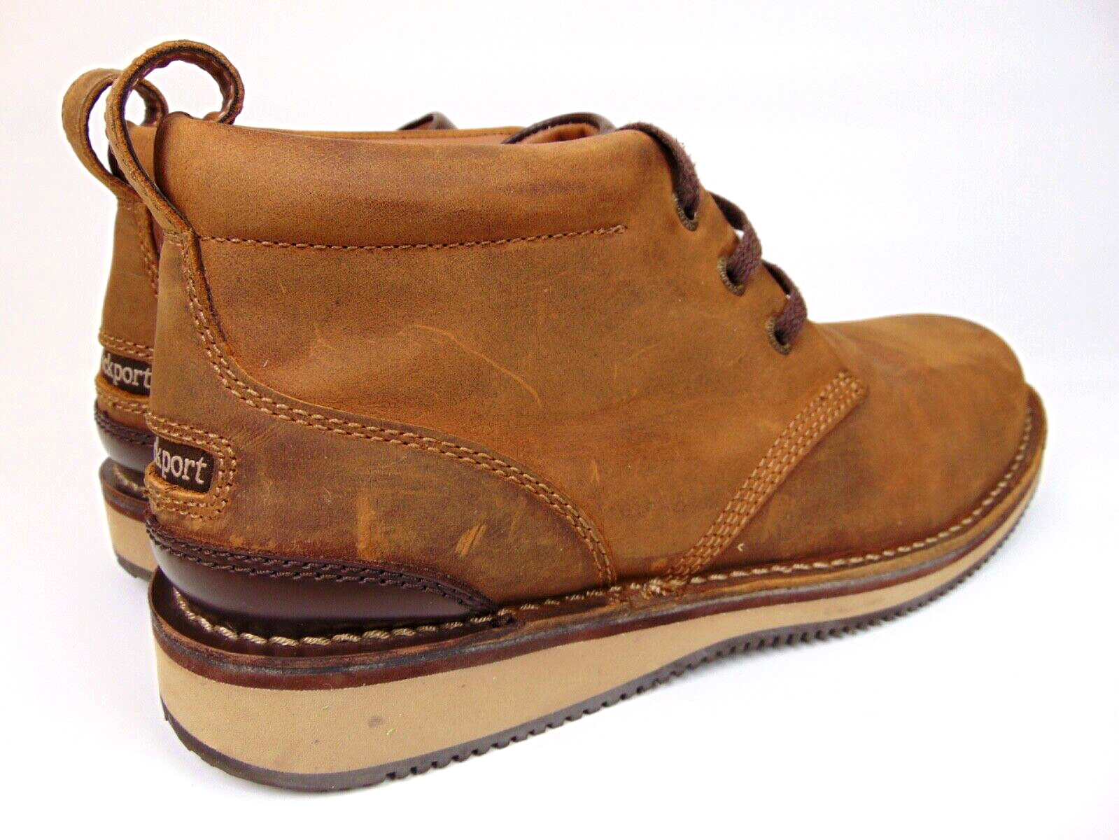 Rockport Mens Prestige Point Work Safety Toe Chukka Size 10.0 WIDE, Brown Leathe