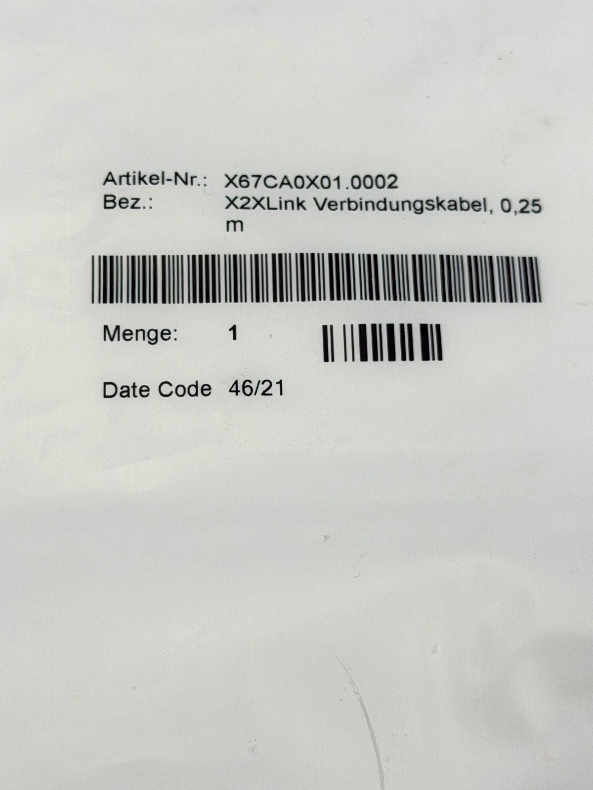 B&R X67CA0X01.0002 X2X Link Connection Cable 0.25m M12 – Brand New
