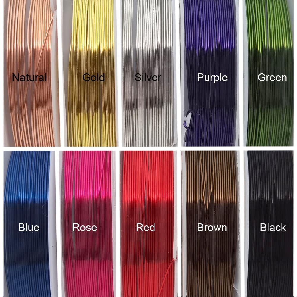10 Packs Copper Wire 24 Gauge Mixed Colors Craft Jewelry Beading Wire for Beg…
